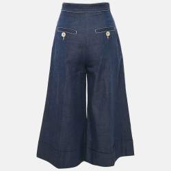 Pre Owned Gucci Blue Denim Culottes Pants XS Waist 25"