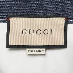 Pre Owned Gucci Blue Denim Culottes Pants XS Waist 25"