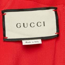 Gucci Red Silk and Wool Detachable Collar Ruffled Mini Dress M