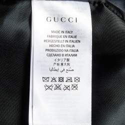 Gucci Silver Metallic Crinkle Leather Bomber Jacket XL