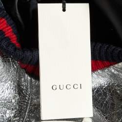 Gucci Silver Metallic Crinkle Leather Bomber Jacket XL
