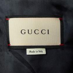 Gucci Silver Metallic Crinkle Leather Bomber Jacket XL