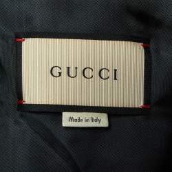 Gucci Silver Metallic Crinkle Leather Bomber Jacket XL