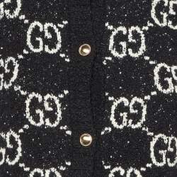 Gucci Black GG Jacquard Knit Button Front Cardigan L