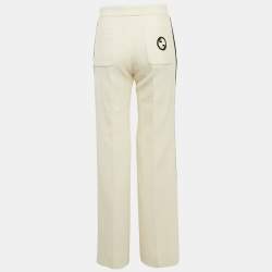 Pre Owned Gucci Cream Side Stripe Tweed Straight Leg Trousers M