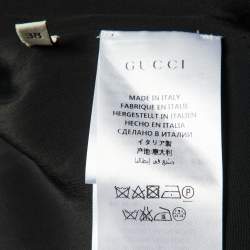 Pre Owned Gucci Black Floral Brocade & Lace Mini Dress S