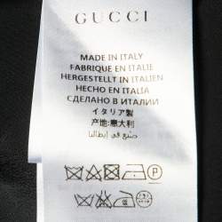 Pre Owned Gucci Black Floral Brocade & Lace Mini Dress S