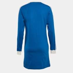 Pre Owned Gucci x Adidas Blue Striped Jersey T-Shirt Dress XS