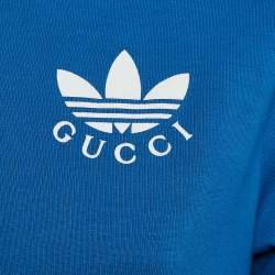 Pre Owned Gucci x Adidas Blue Striped Jersey T-Shirt Dress XS