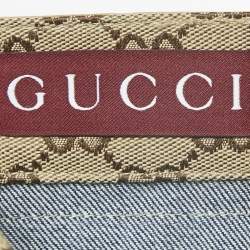 Pre Owned Gucci Blue Denim GG Jacquard Waist Detail Low Waist Jeans M Waist 28"