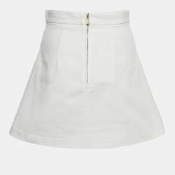 Pre Owned Gucci White Denim Horse Bit Detail Mini Skirt S