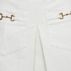 Pre Owned Gucci White Denim Horse Bit Detail Mini Skirt S