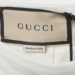 Pre Owned Gucci White Denim Horse Bit Detail Mini Skirt S