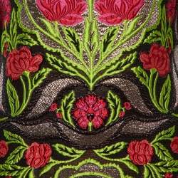 Gucci Black Floral Jacquard Lace Trim Mini Dress S