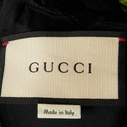 Gucci Black Floral Jacquard Lace Trim Mini Dress S