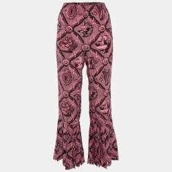 Gucci Pink Printed Silk Flared Trousers S