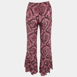 Gucci Pink Printed Silk Flared Trousers S