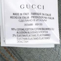 Pre Owned بنطلون جينز غوتشي سكيني بقصة واسعة قطن مطاطي كحلي باهت مقاس وسط (ميديم)