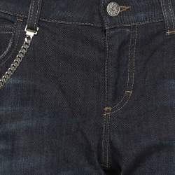 Pre Owned بنطلون جينز غوتشي سكيني بقصة واسعة قطن مطاطي كحلي باهت مقاس وسط (ميديم)