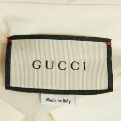 Gucci Cream Chiffon Plisse Sleeve Blouse M