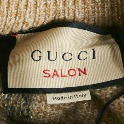 Gucci Beige Fringed Wool Heavy Crystal Embellished Mini Skirt XS