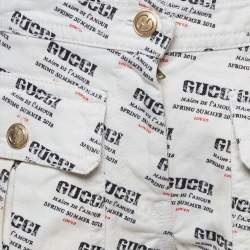 Gucci Off-White Denim Logo Print Short S Waist 26"