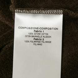 Pre Owned Gucci Khaki Green Cotton Knit Monogram Panel Detail Hooded Zip-Up Jacket S