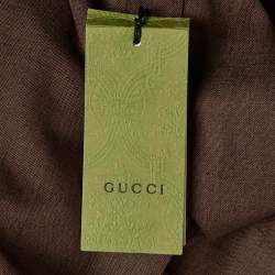 Gucci Brown Web Stripe Linen Blend Bowling Shirt S