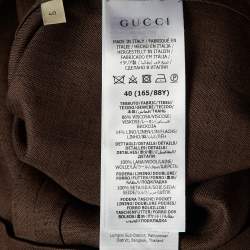 Gucci Brown Web Stripe Linen Blend Bowling Shirt S