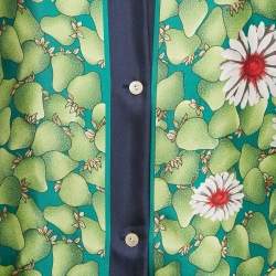Pre Owned Gucci Green Strawberries Silk Short Sleeve Shirt S
