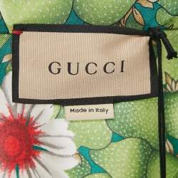 Pre Owned Gucci Green Strawberries Silk Short Sleeve Shirt S