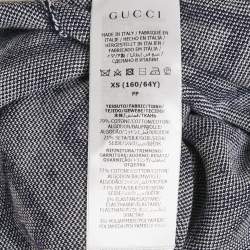 Pre Owned Gucci Navy Blue Cotton Jacquard Knit Knee-Length Skirt XS