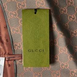 Gucci Coral Pink/Grey GG Jacquard Double Breasted Blazer M
