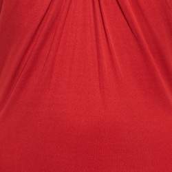 Pre Owned Gucci Red Horsebit Detail Crepe Jersey Halter Neck Top L