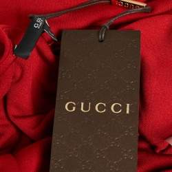 Pre Owned Gucci Red Horsebit Detail Crepe Jersey Halter Neck Top L