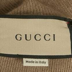 Gucci Brown Studded Cashmere Knit Sleeveless High Neck Top S