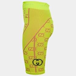 Pre Owned Gucci Acid Green GG Jacquard Jersey Biker Shorts M
