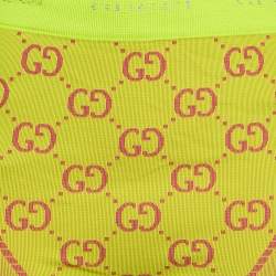 Pre Owned Gucci Acid Green GG Jacquard Jersey Biker Shorts M