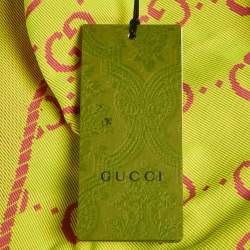 Pre Owned Gucci Acid Green GG Jacquard Jersey Biker Shorts M