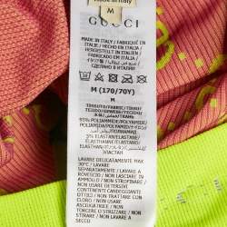 Pre Owned Gucci Acid Green GG Jacquard Jersey Biker Shorts M