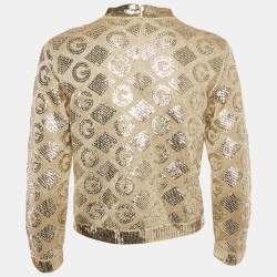 Gucci Gold Sequined Lurex Knit Long Sleeve Top M