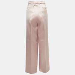 Pre Owned Gucci Pink Satin Straight Leg Trousers L