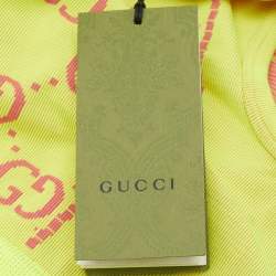 Pre Owned Gucci Acid Green GG Jacquard Technical Crop Top and Biker Shorts Set S/M