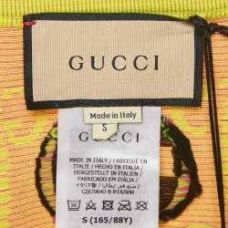 Pre Owned Gucci Acid Green GG Jacquard Technical Crop Top and Biker Shorts Set S/M