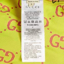 Pre Owned Gucci Acid Green GG Jacquard Technical Crop Top and Biker Shorts Set S/M