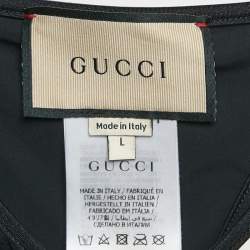Pre Owned Gucci Black Jersey GG Detail Swim Set L