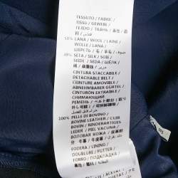 Pre Owned Gucci Navy Blue Wool Blend Logo Belted Flared Jumpsuit S 