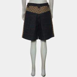 Pre Owned Gucci GG Supreme Blue, Brown Denim Shorts M