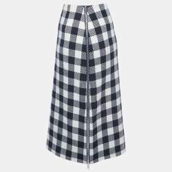 مملوكة مسبقًا تنورة غوتشي صوف بطراز شطرنج أحادي اللون مع تفاصيل سحاب جانبي ماكسي مقاس وسط