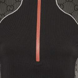 Pre Owned Gucci Grey/Black GG Jacquard Cropped Top L